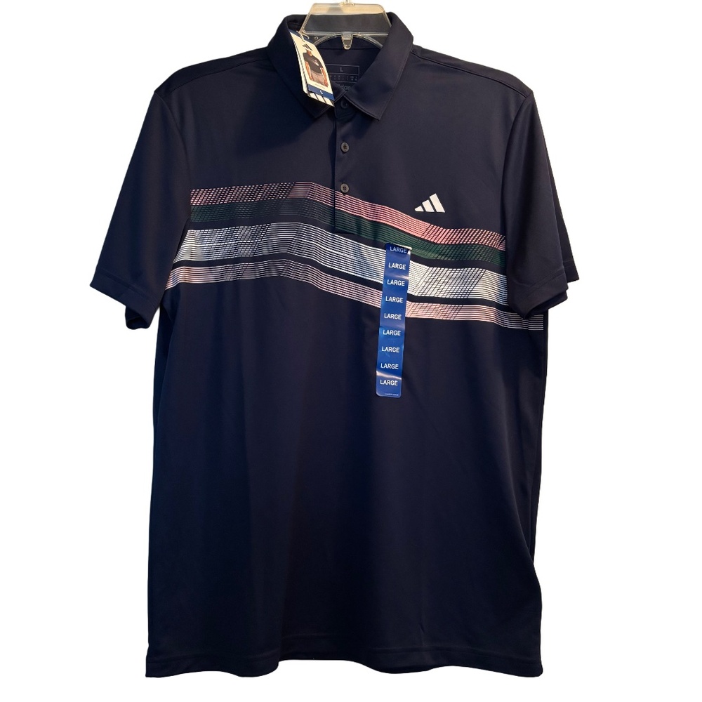 Men’s Adidas Golf Core Chest Stripe Polo in Navy Sz Lg NWT